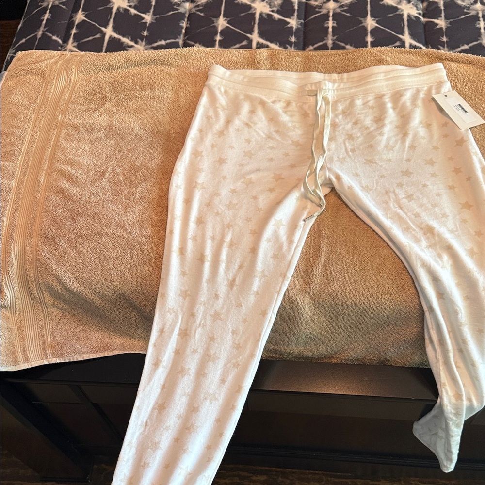 Women's White Star Pattern Pajama Bottoms